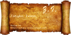 Zatyko Ivonn névjegykártya